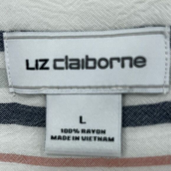 NWOT Liz Claiborne Wrap Blouse Women's Large Multicolor Striped Rayon Sleeveless - Picture 9 of 10
